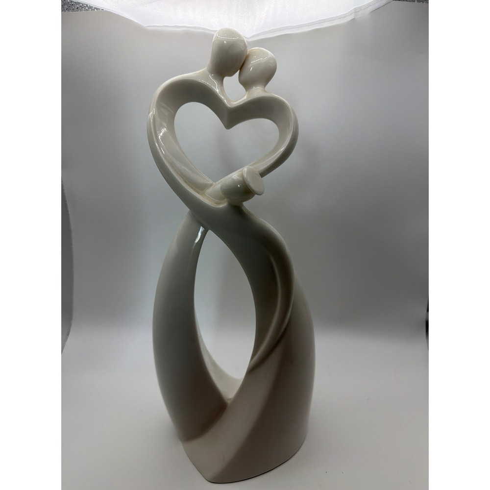 Vintage 2000 Enesco Abstract Family Heart Figurine Cream Ceramic Sculpture